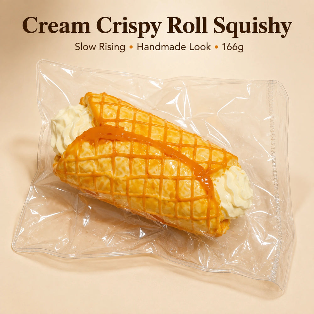 166g Cream Crispy Roll Squishy – Slow Rising Handmade Silicone Bakery Squishy