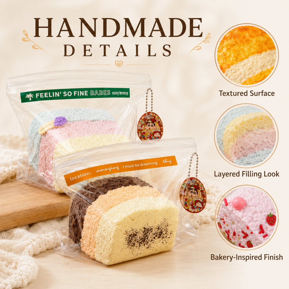 450g Extra-Thick Triple-Layer Toast Squishy – Handmade Silicone Cream-Filled Feel