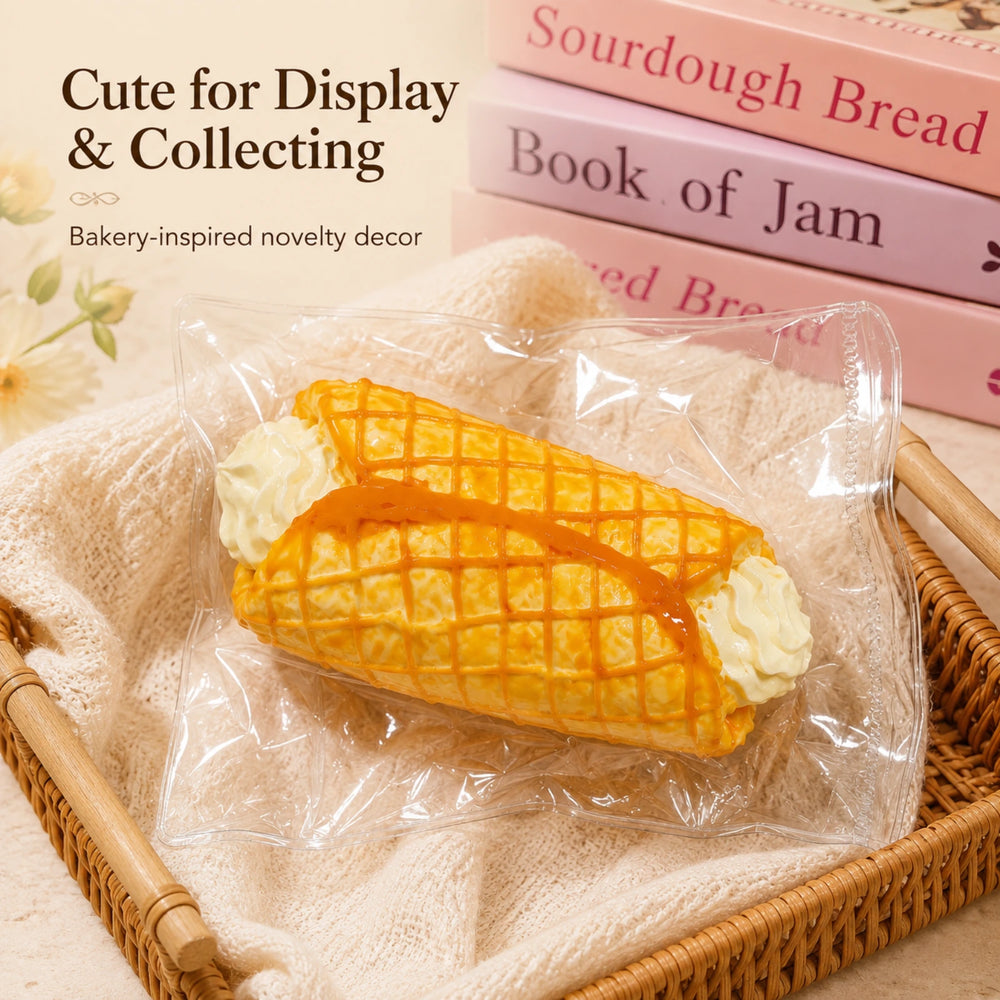 166g Cream Crispy Roll Squishy – Slow Rising Handmade Silicone Bakery Squishy