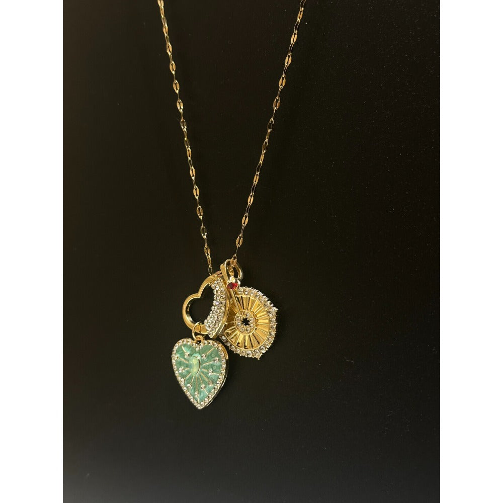 Vintage Mint Green Heart Necklace