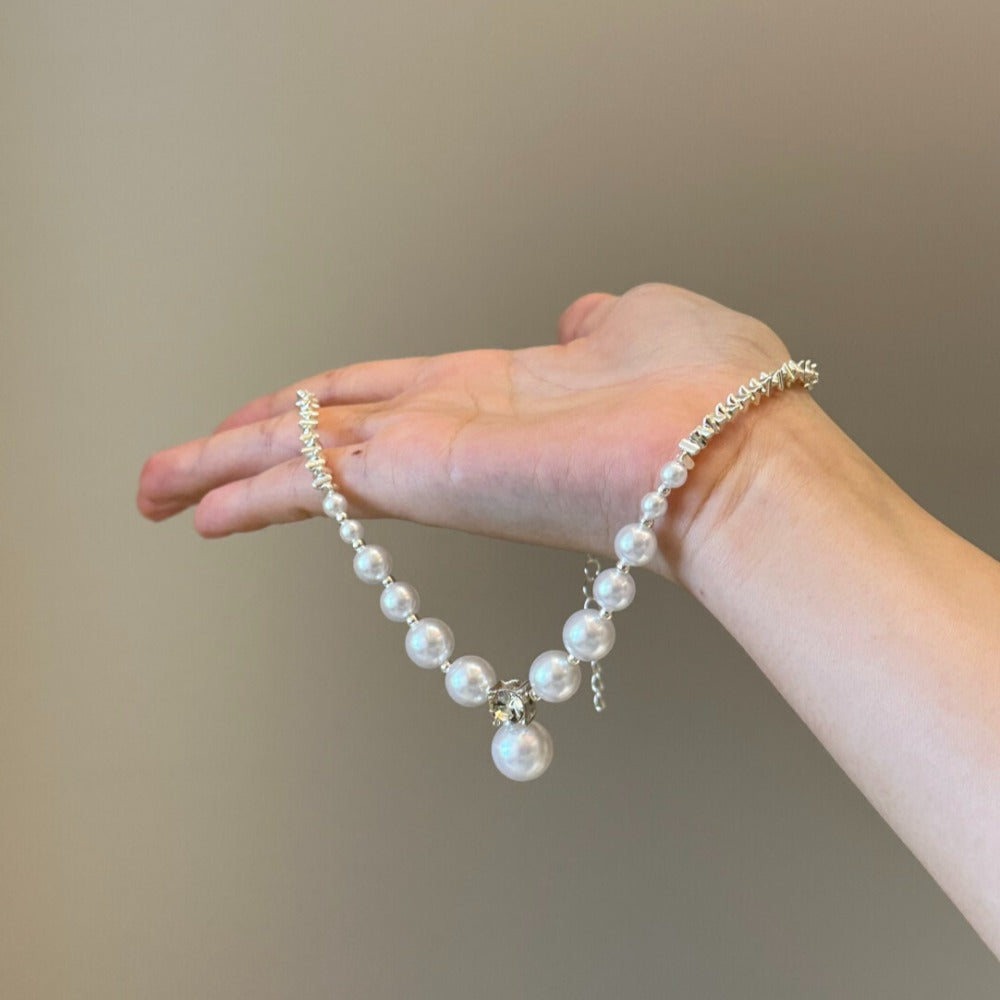 Vintage Crushed Silver Pearl Necklace