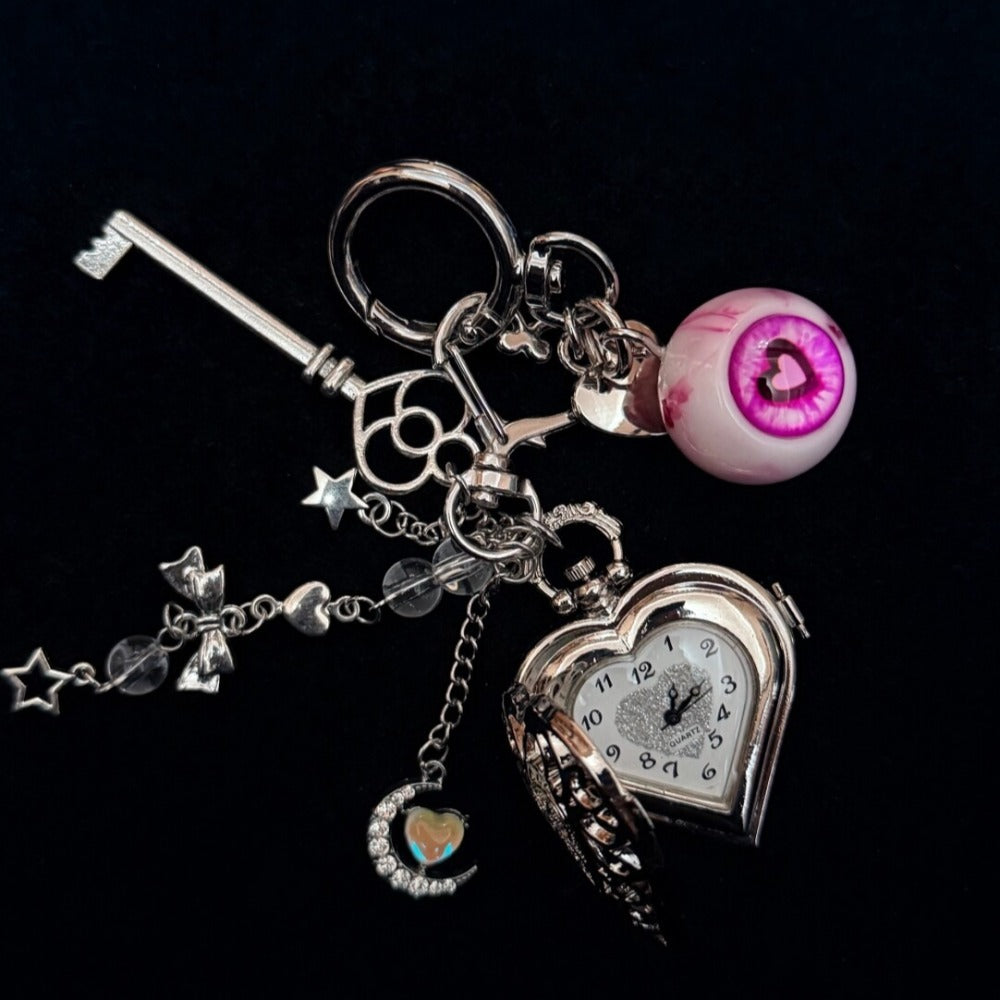 Vintage Eyeball Pocket Watch Keychain