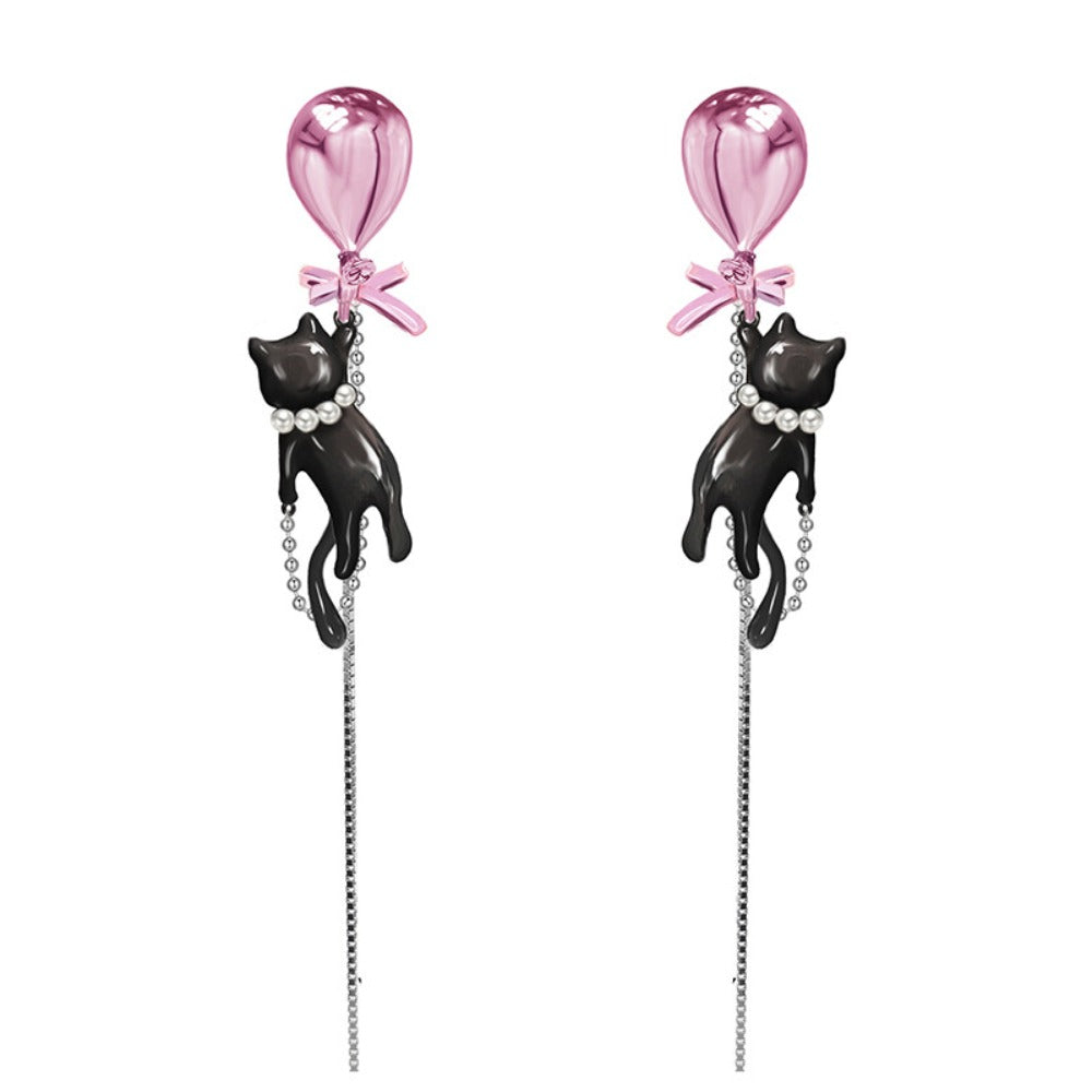 Balloon Cat Tassel Drop Earrings