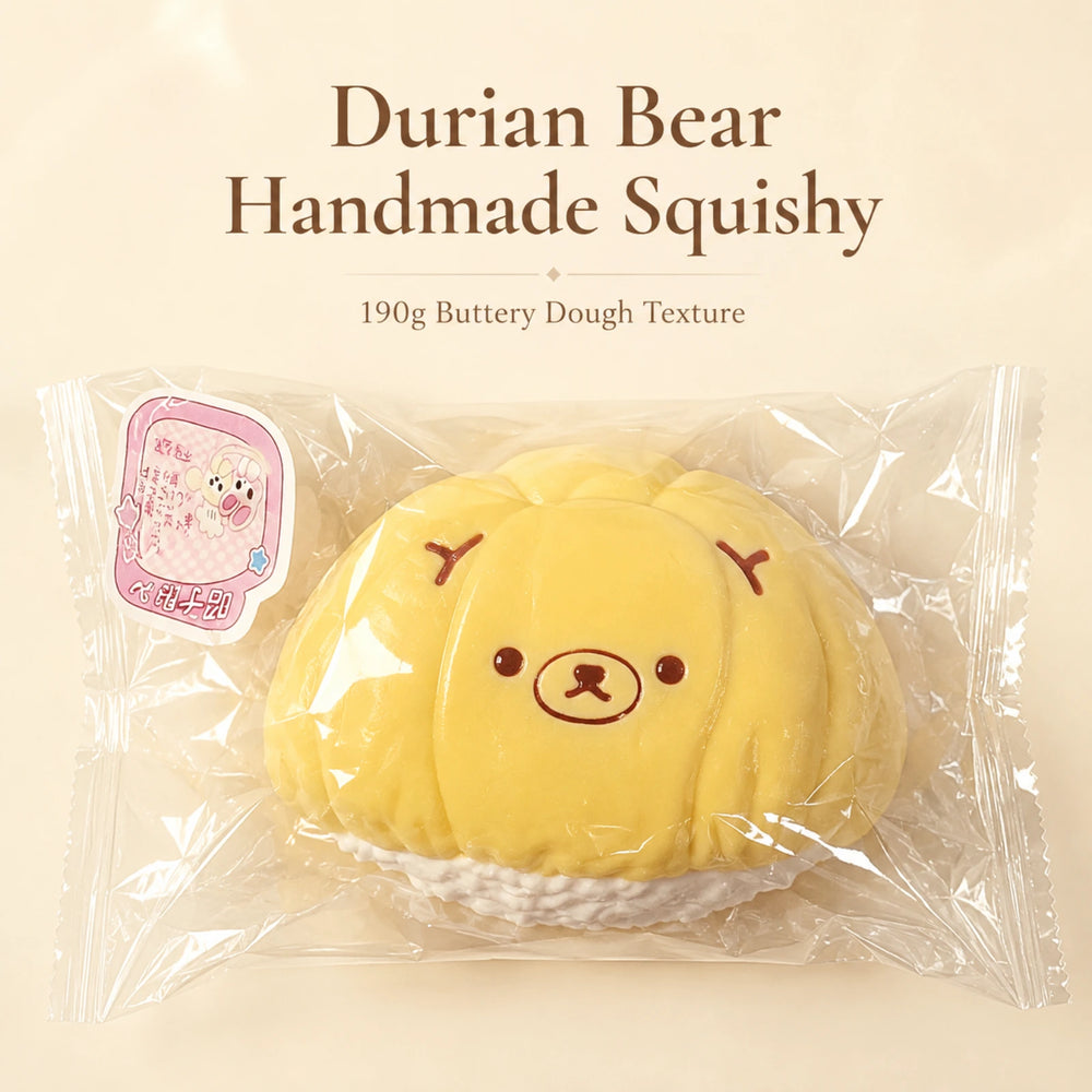 Durian Bear Handmade Squishy – 190g Buttery Dough Texture Sensory Squeeze