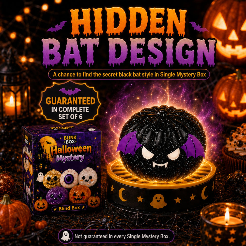 Halloween Mystery Squishy Blind Box – 5 Regular Styles + 1 Hidden Bat Design