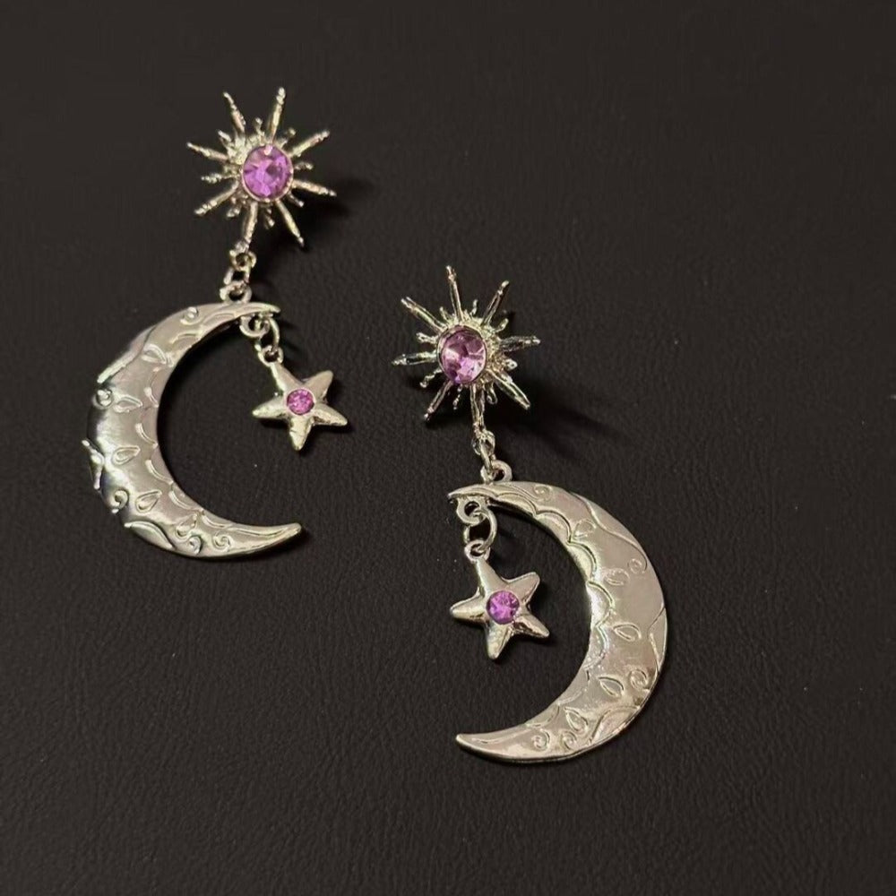 Vintage Star & Moon Luminous Retro Earrings