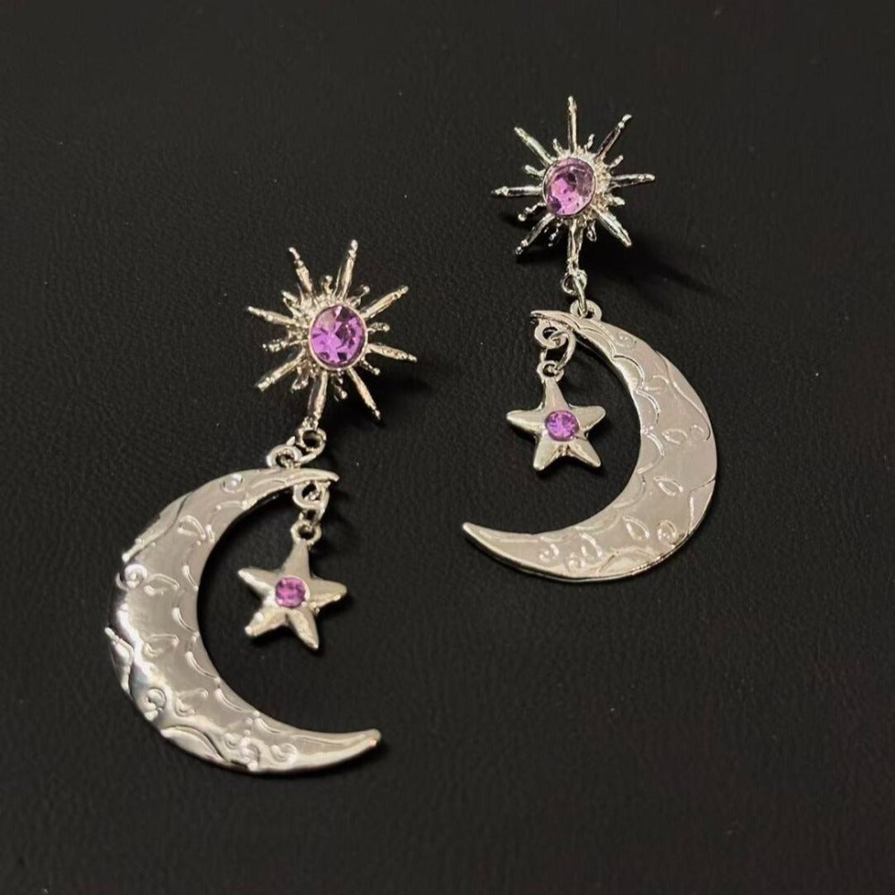 Vintage Star & Moon Luminous Retro Earrings