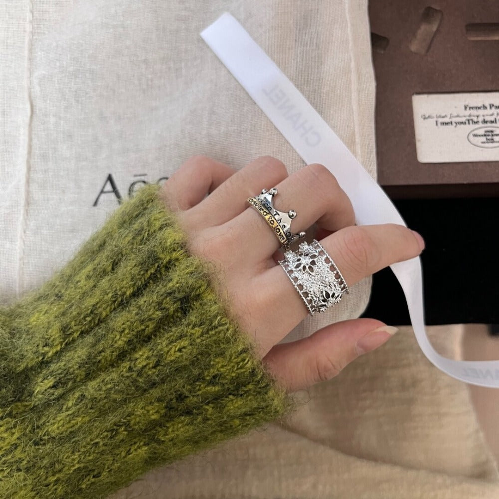 Vintage Crown Ring Set