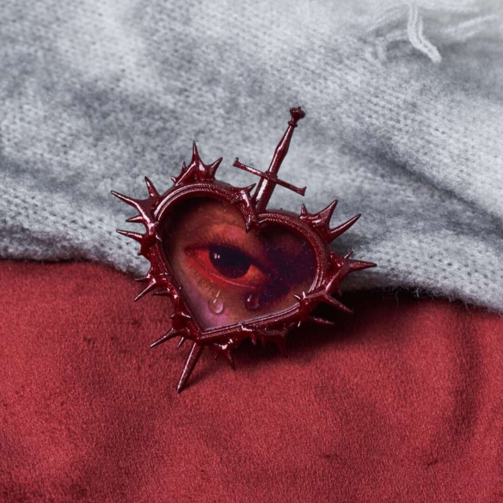 Gothic Thorn Sacred Heart Brooch