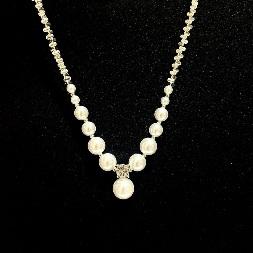 Vintage Crushed Silver Pearl Necklace