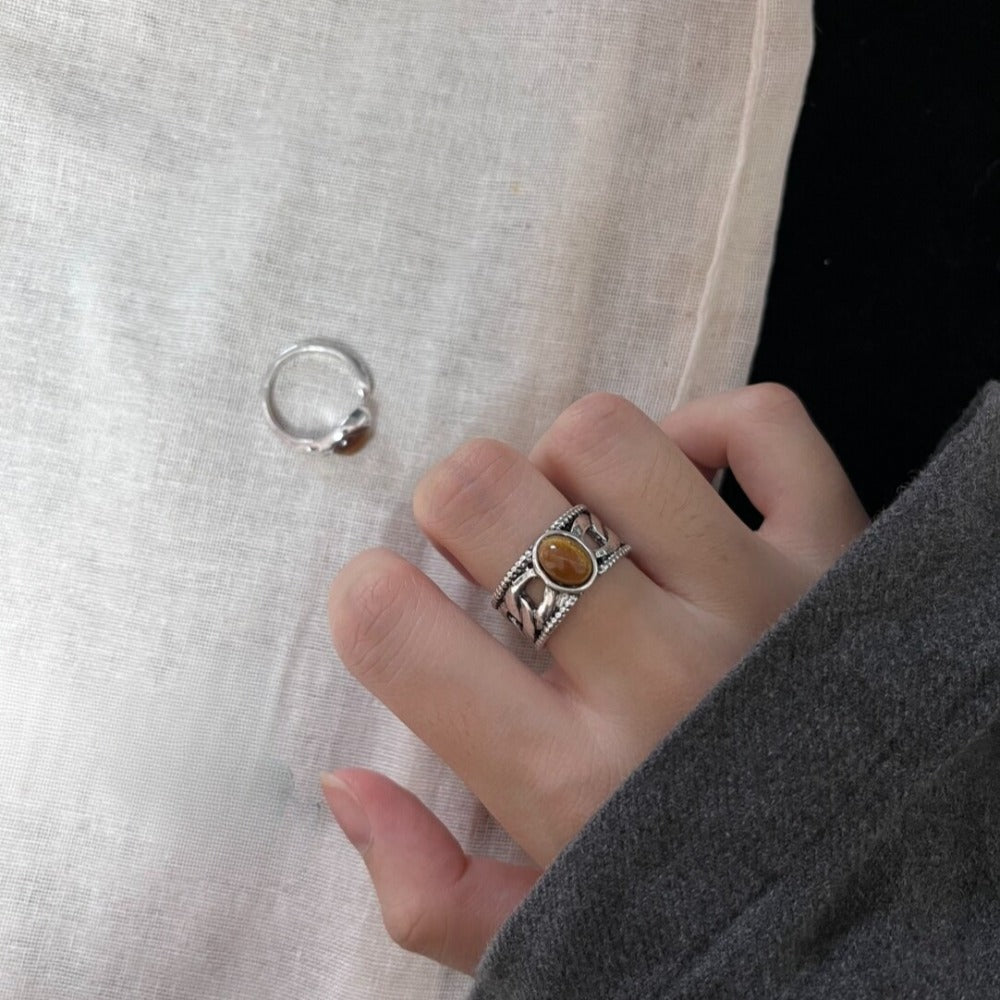 Vintage Tiger's Eye Ring Set