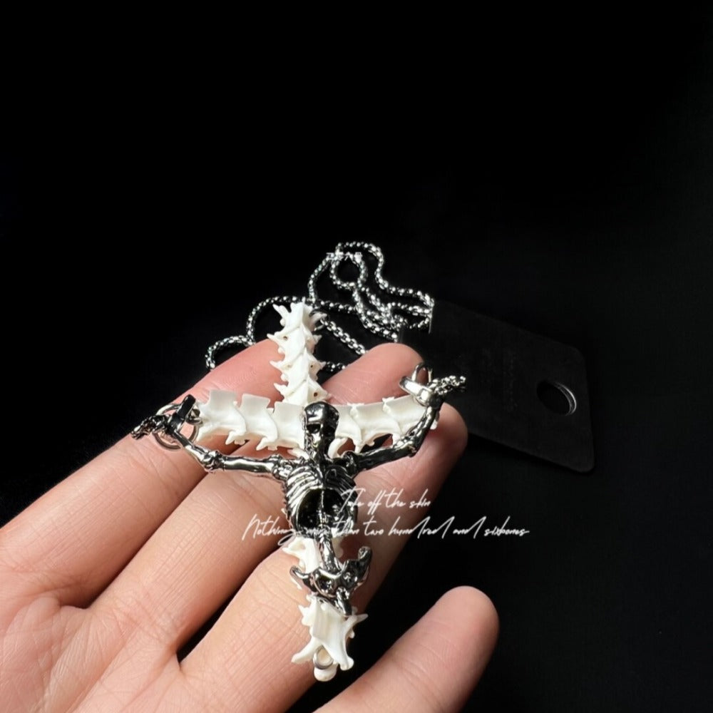 Skull Serpent Sacred Cross Necklace