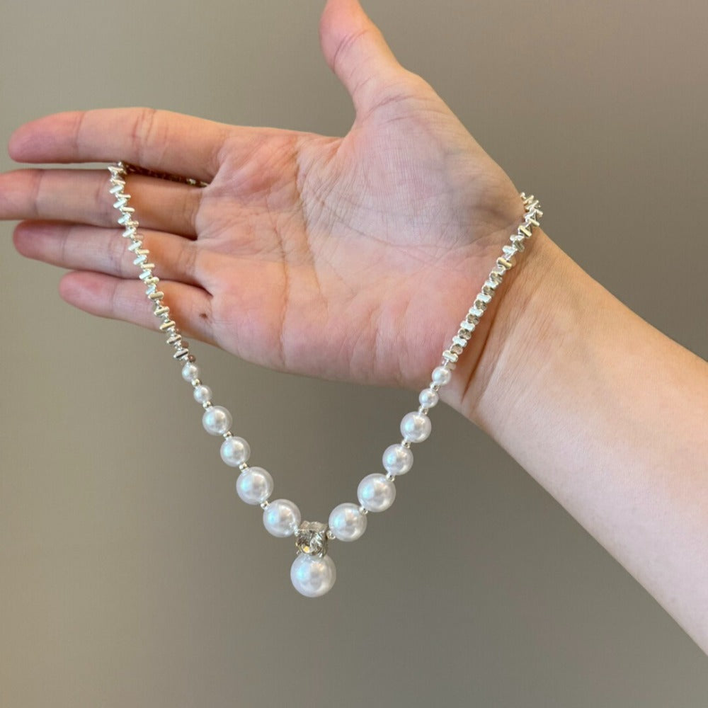 Vintage Crushed Silver Pearl Necklace