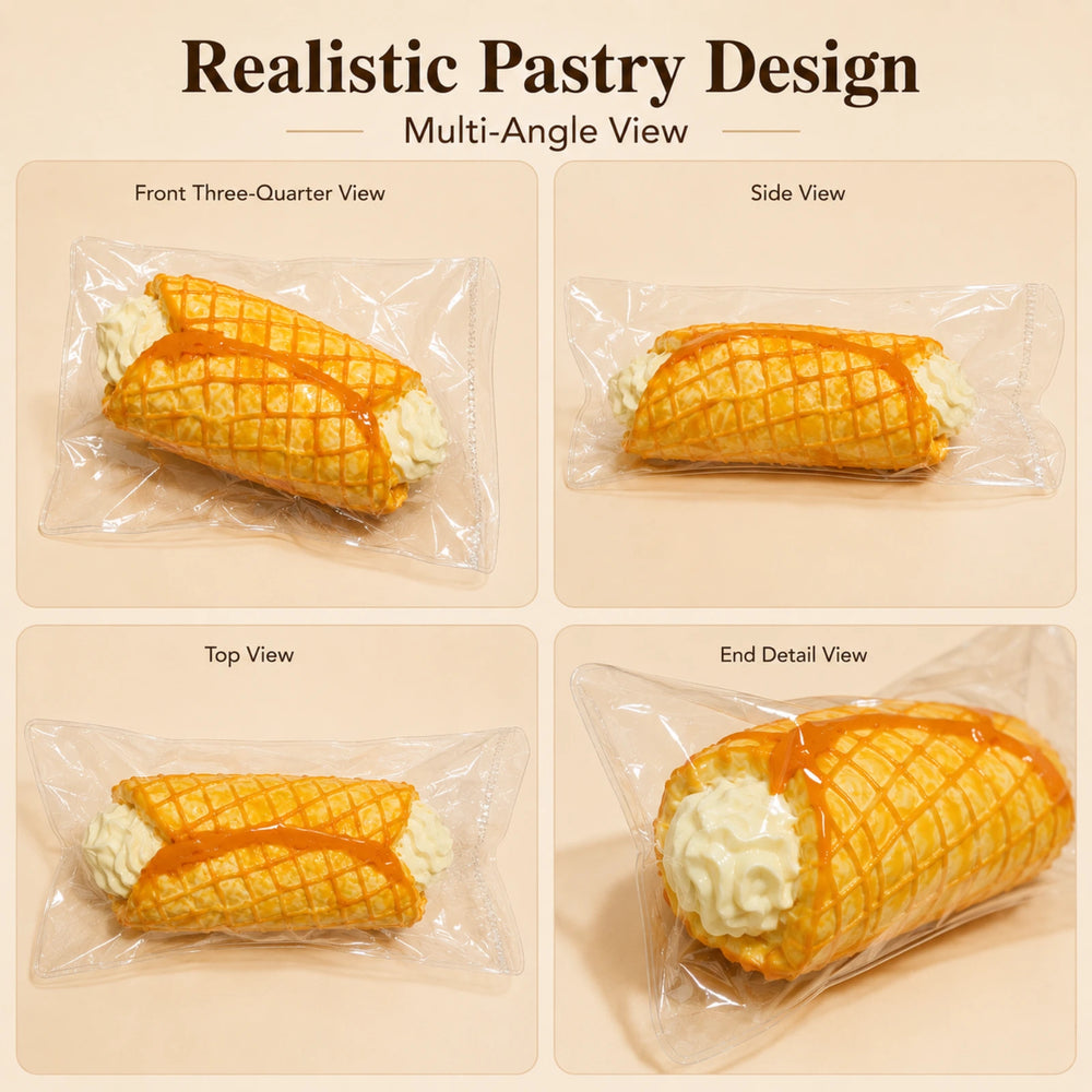 166g Cream Crispy Roll Squishy – Slow Rising Handmade Silicone Bakery Squishy