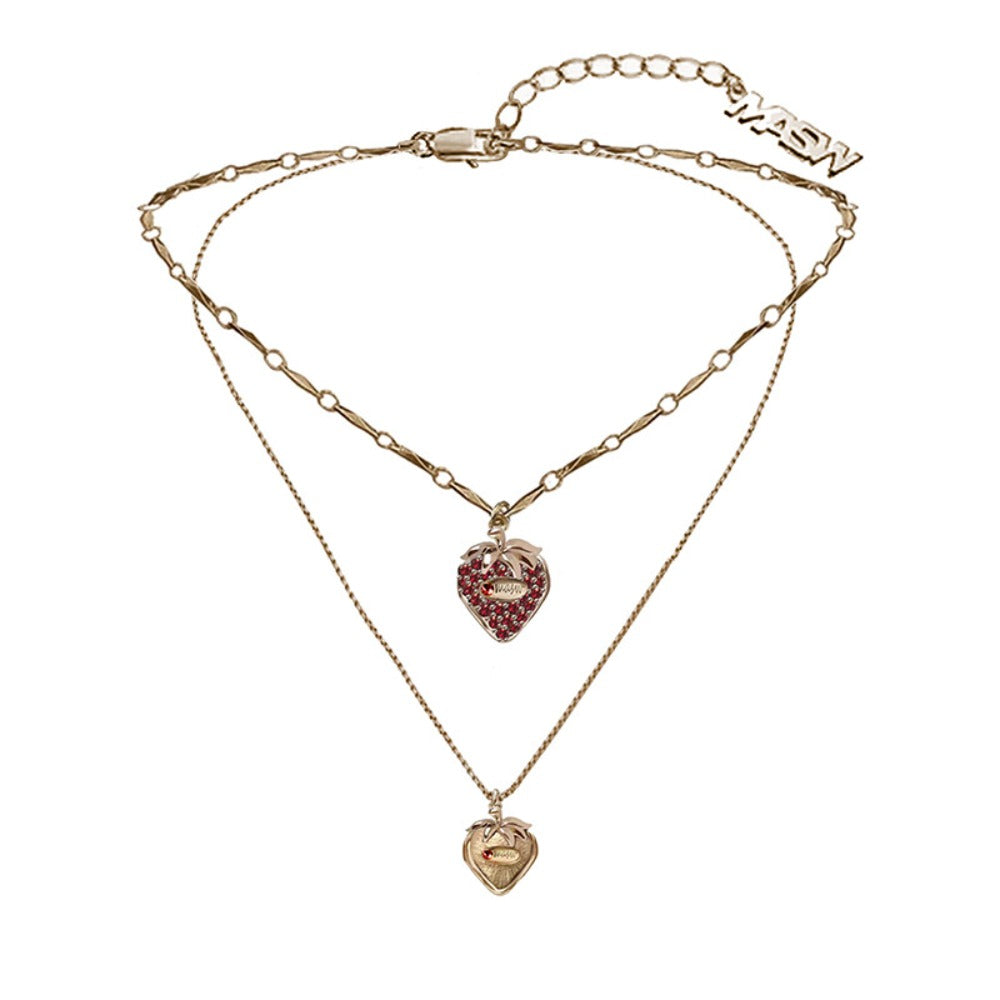 Secret Garden Vintage Crystal Strawberry Necklace