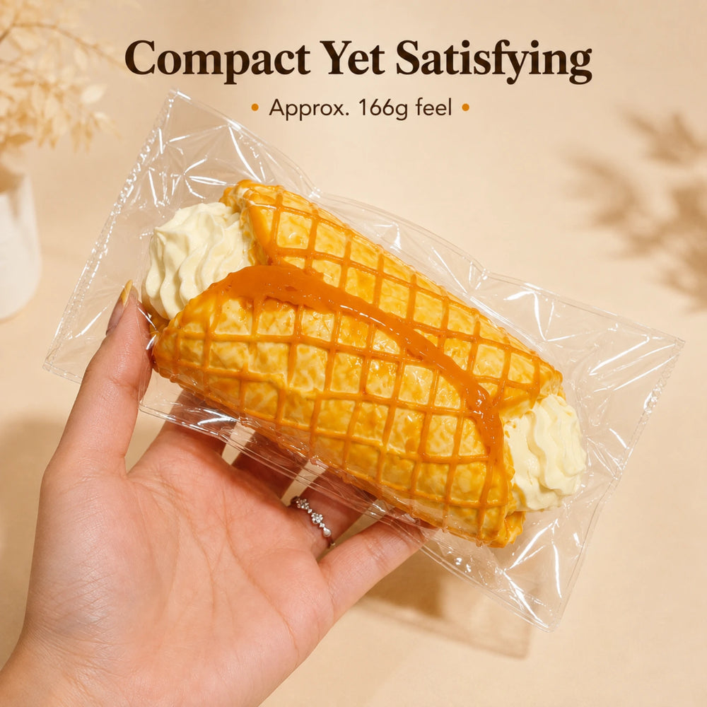 166g Cream Crispy Roll Squishy – Slow Rising Handmade Silicone Bakery Squishy