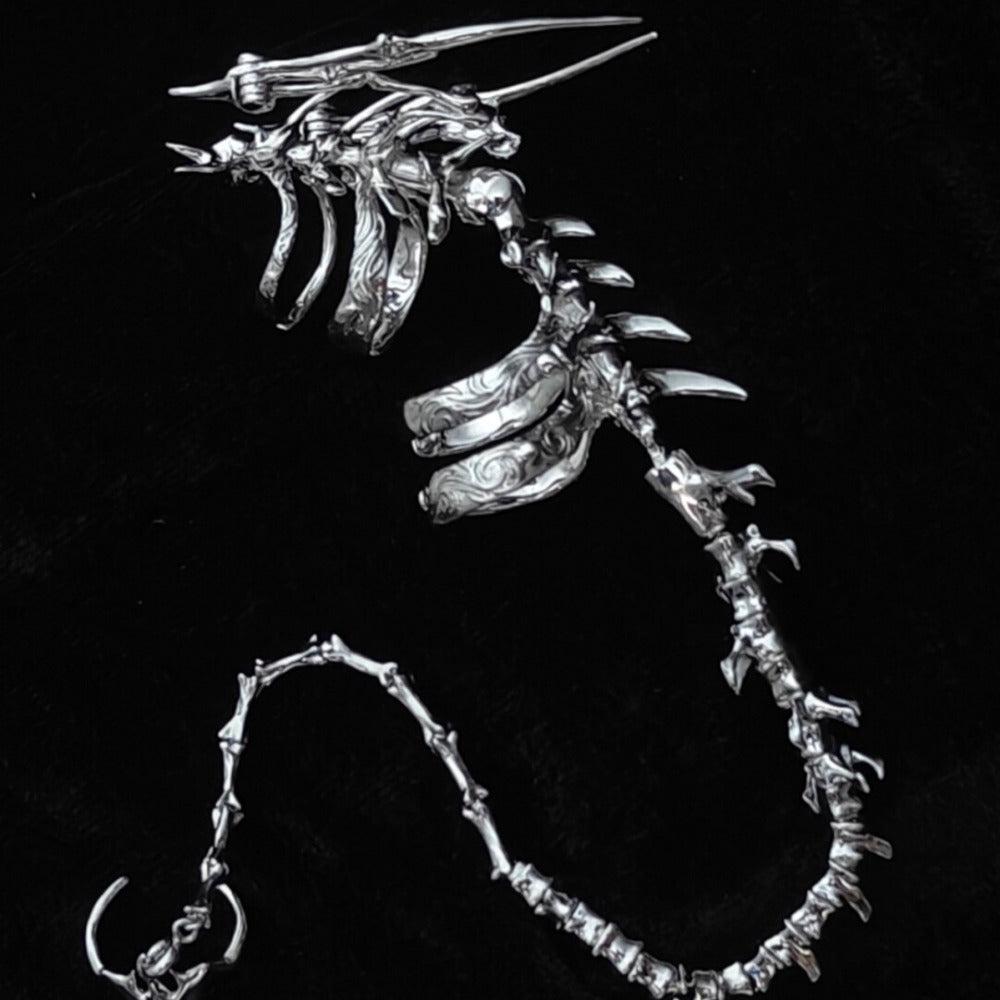 Headless Dragon Ring – Adjustable Open Band with Detachable Tail Chain