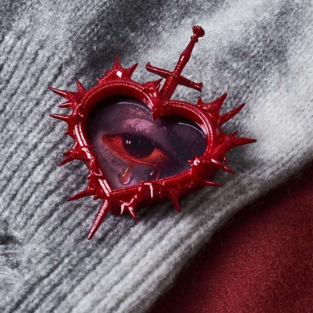 Gothic Thorn Sacred Heart Brooch
