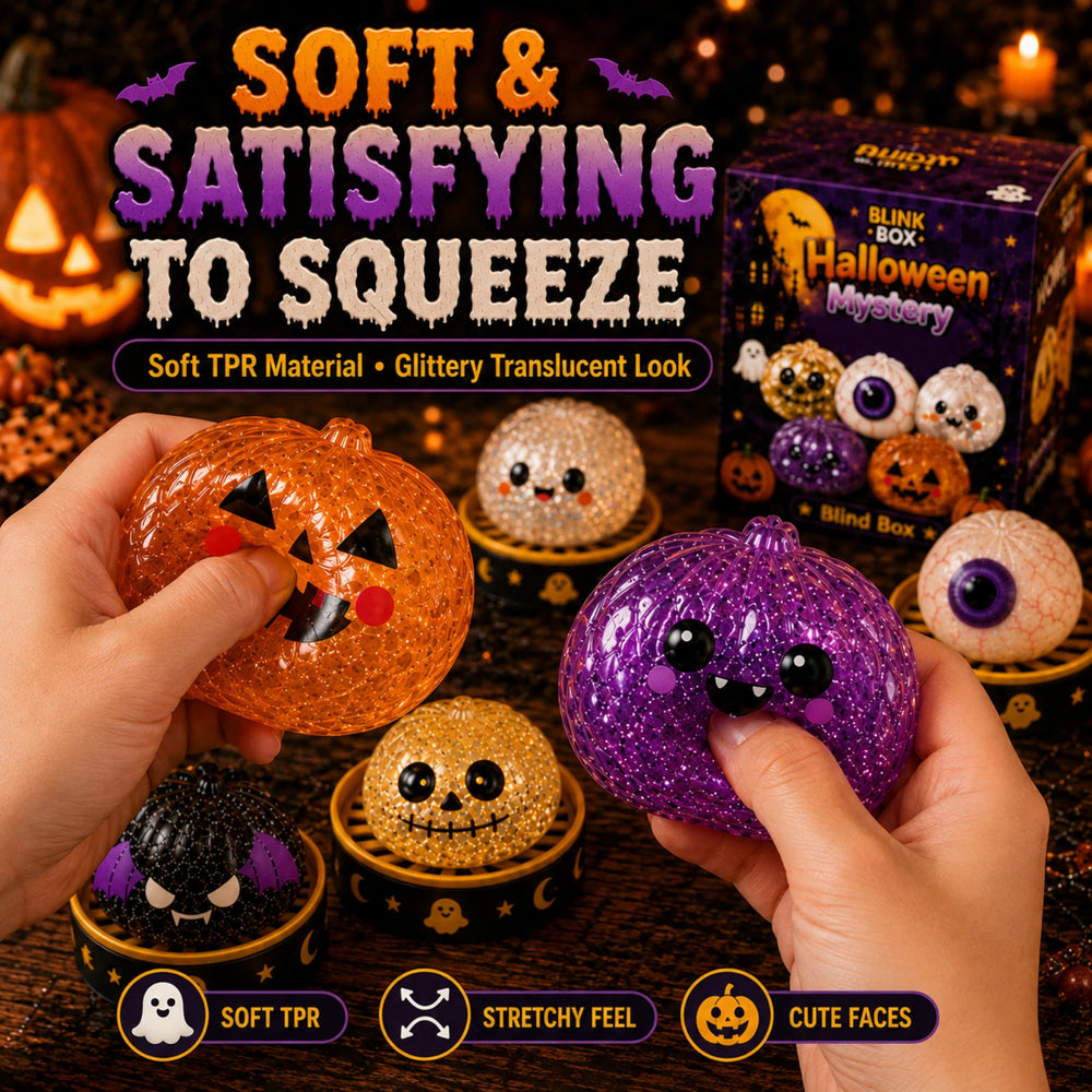 Halloween Mystery Squishy Blind Box – 5 Regular Styles + 1 Hidden Bat Design