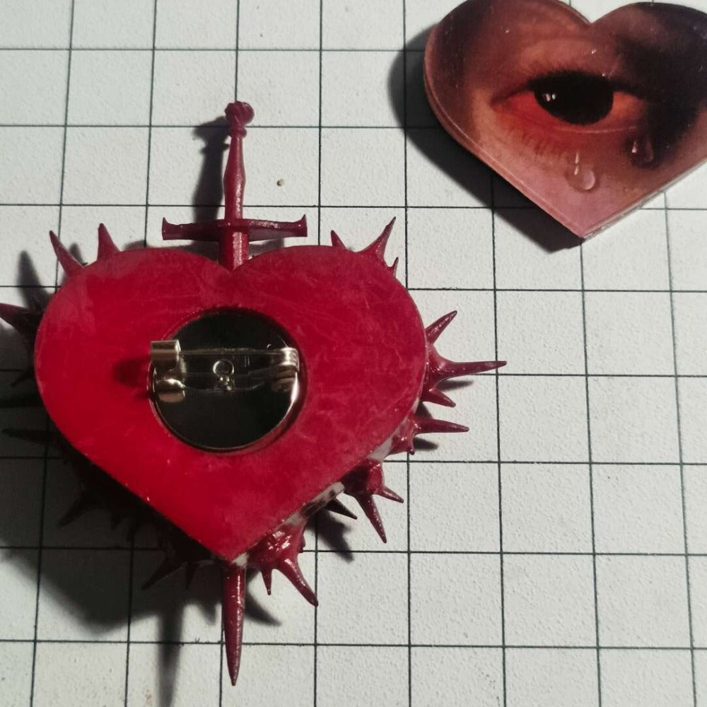 Gothic Thorn Sacred Heart Brooch