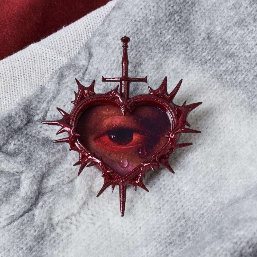 Gothic Thorn Sacred Heart Brooch