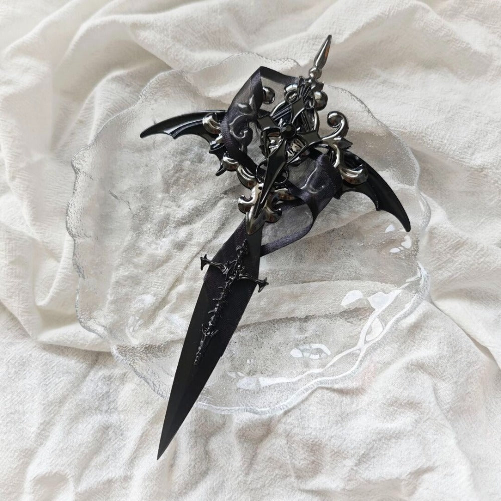 Gothic Dark Wing Cross Handcrafted Dagger