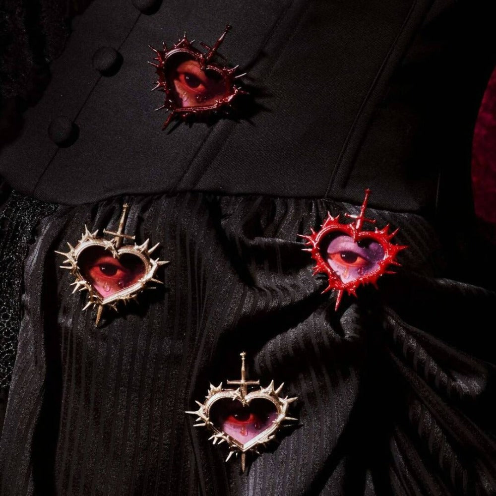 Gothic Thorn Sacred Heart Brooch