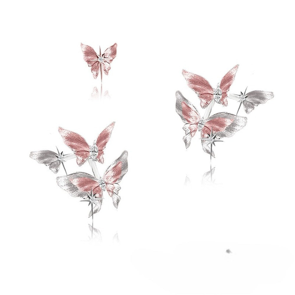 Butterfly Dance Sweet Pink Butterfly Stud Earrings