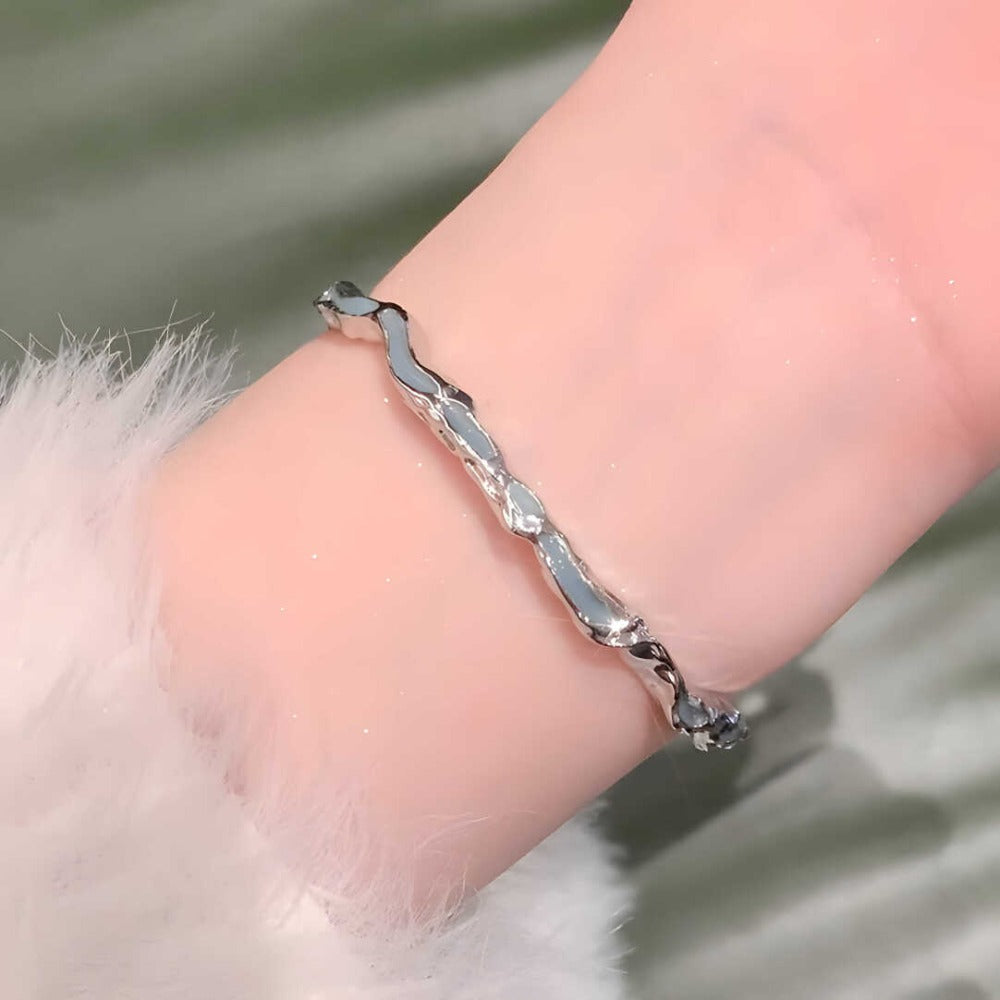 Geometric Irregular Texture Open Bangle Bracelet