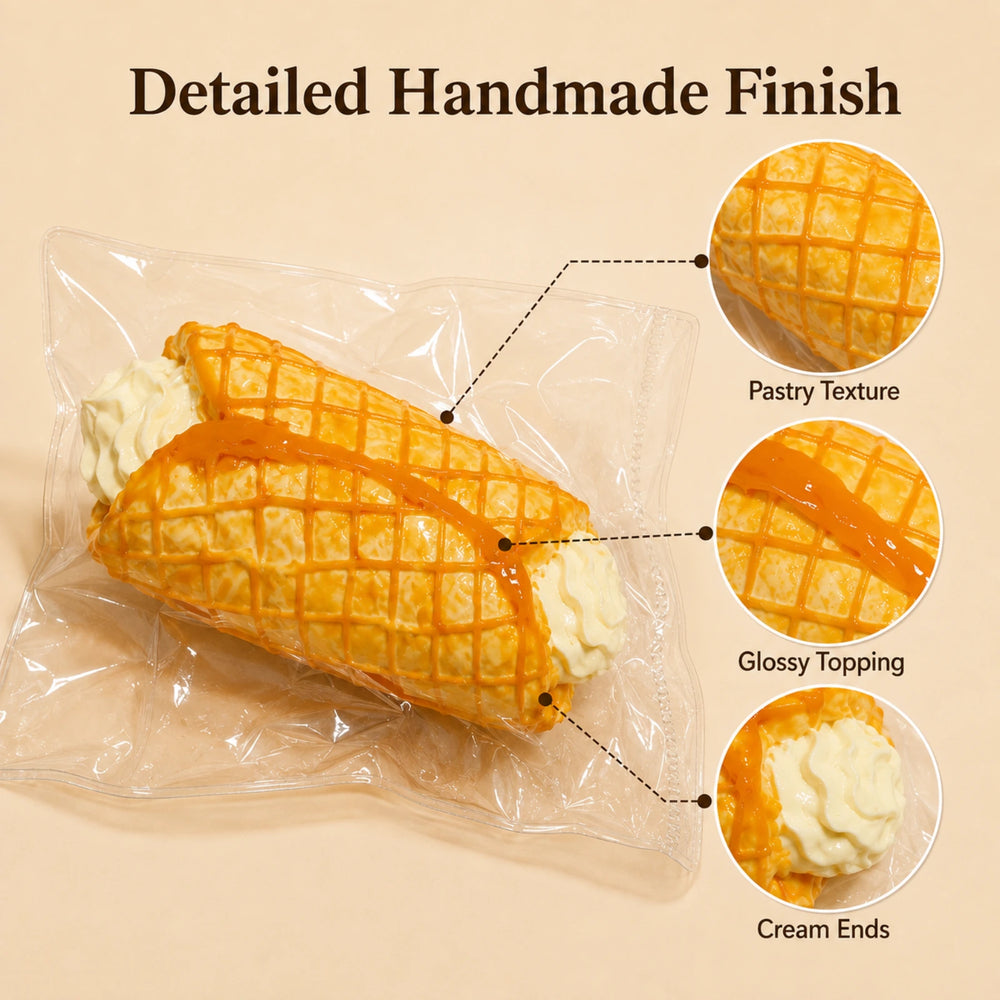 166g Cream Crispy Roll Squishy – Slow Rising Handmade Silicone Bakery Squishy