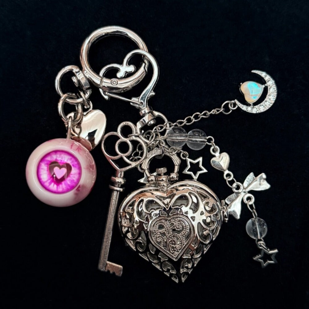 Vintage Eyeball Pocket Watch Keychain