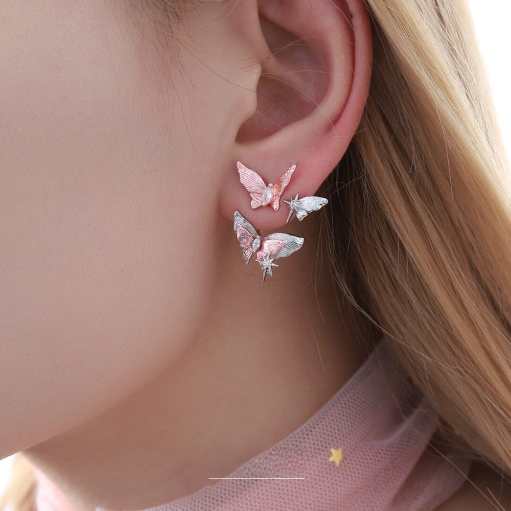 Butterfly Dance Sweet Pink Butterfly Stud Earrings