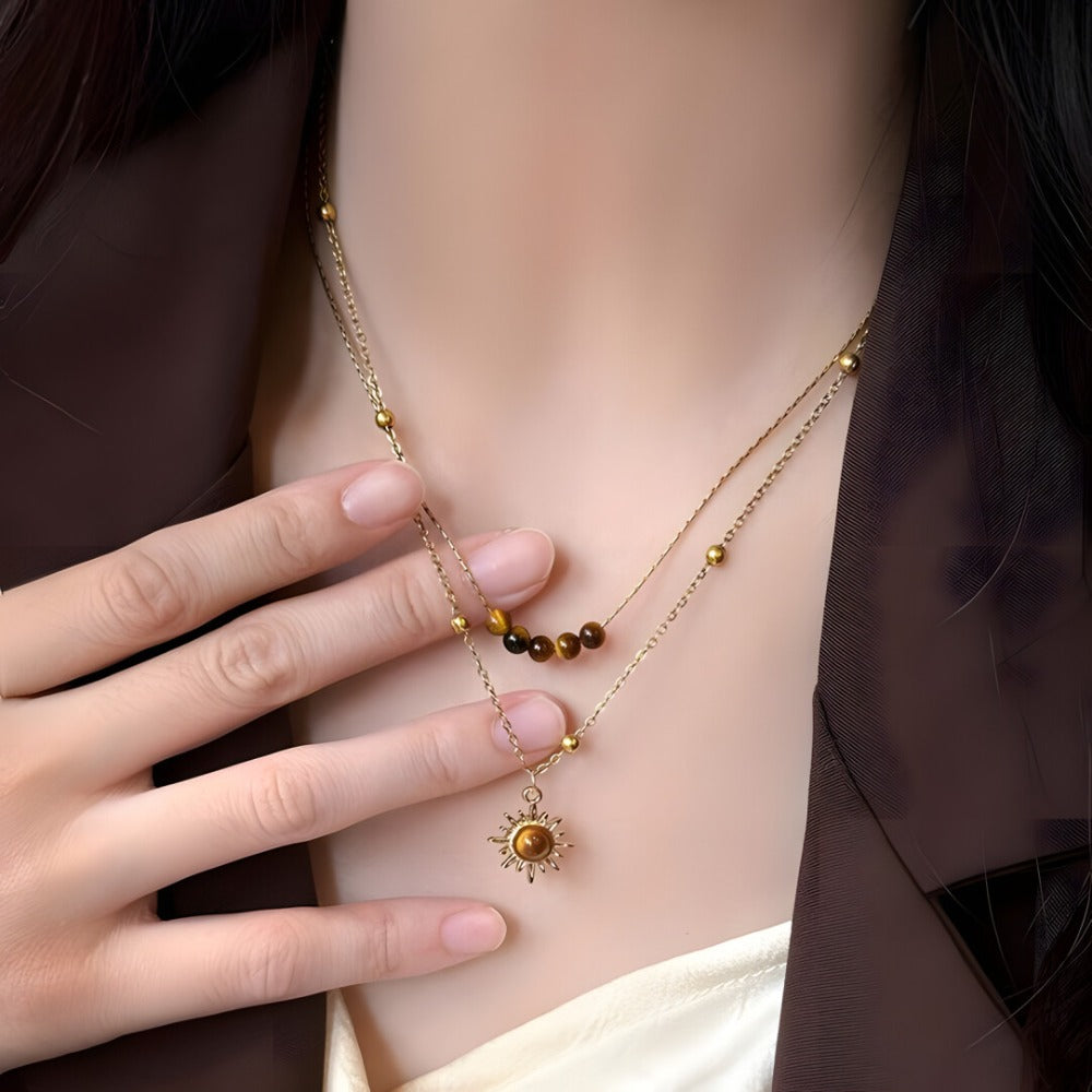 Maillard Sunflower Tiger's Eye Necklace