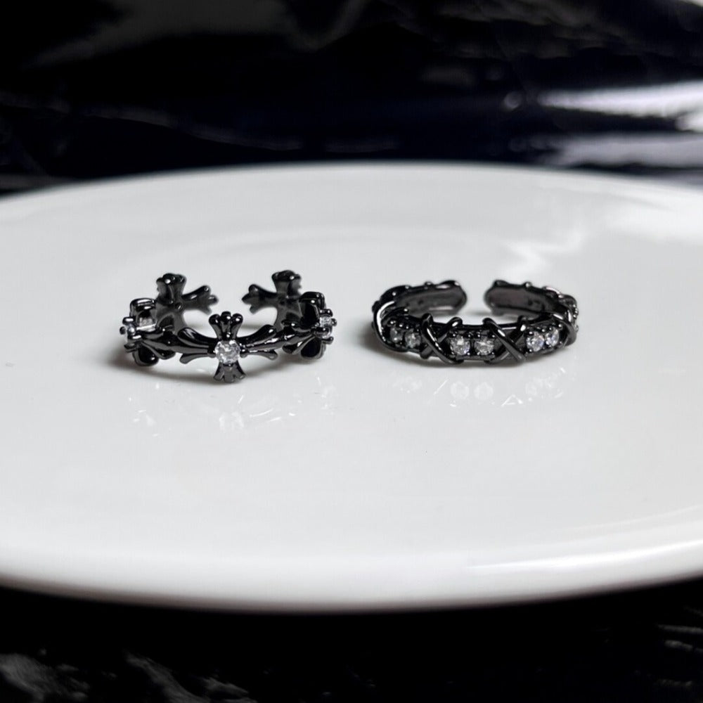 Dark Gothic Zirconia Couple Ring Set