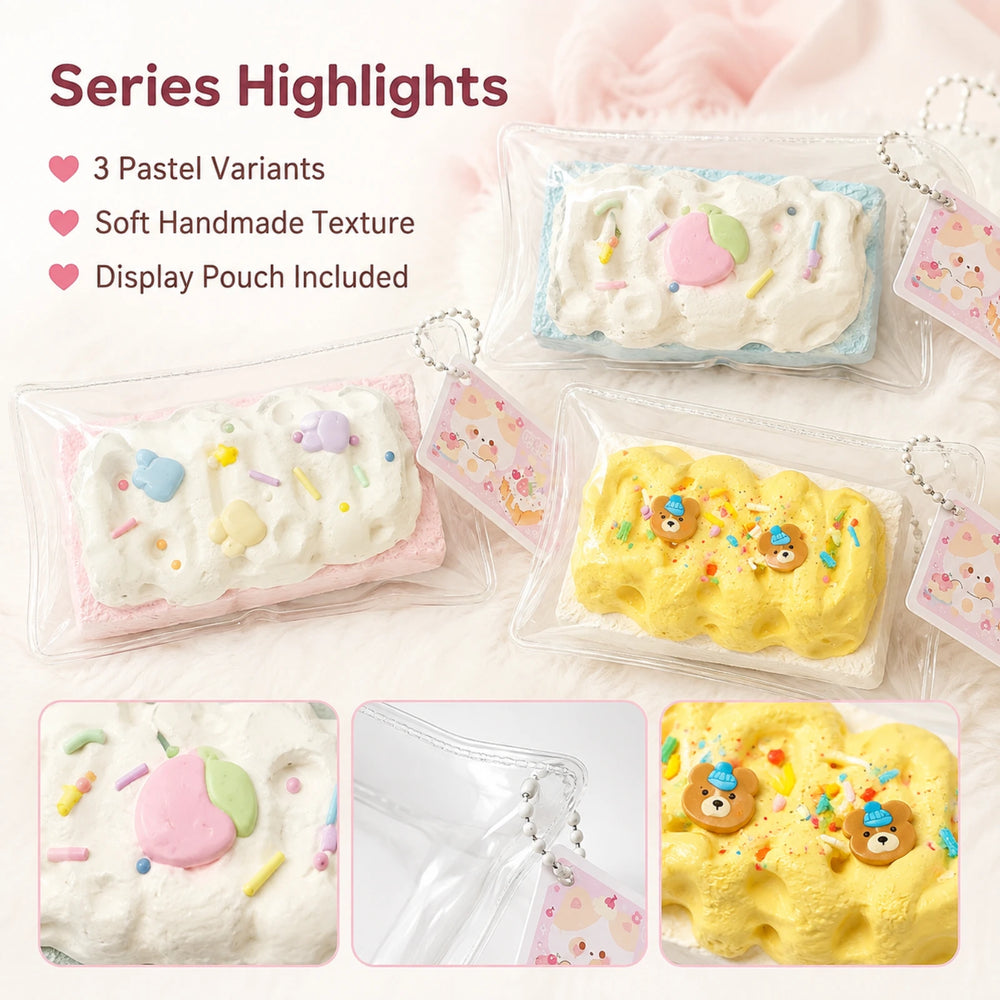 Handmade Cheese Bar Squishy – Cream-Topped Bakery Squeeze Collectible
