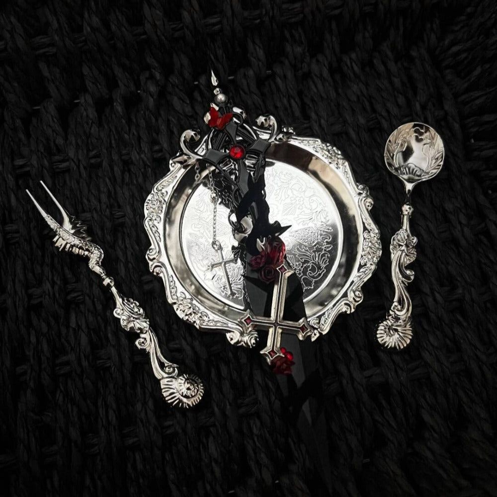 Gothic Red Rose Velvet Thorn Handcrafted Dagger