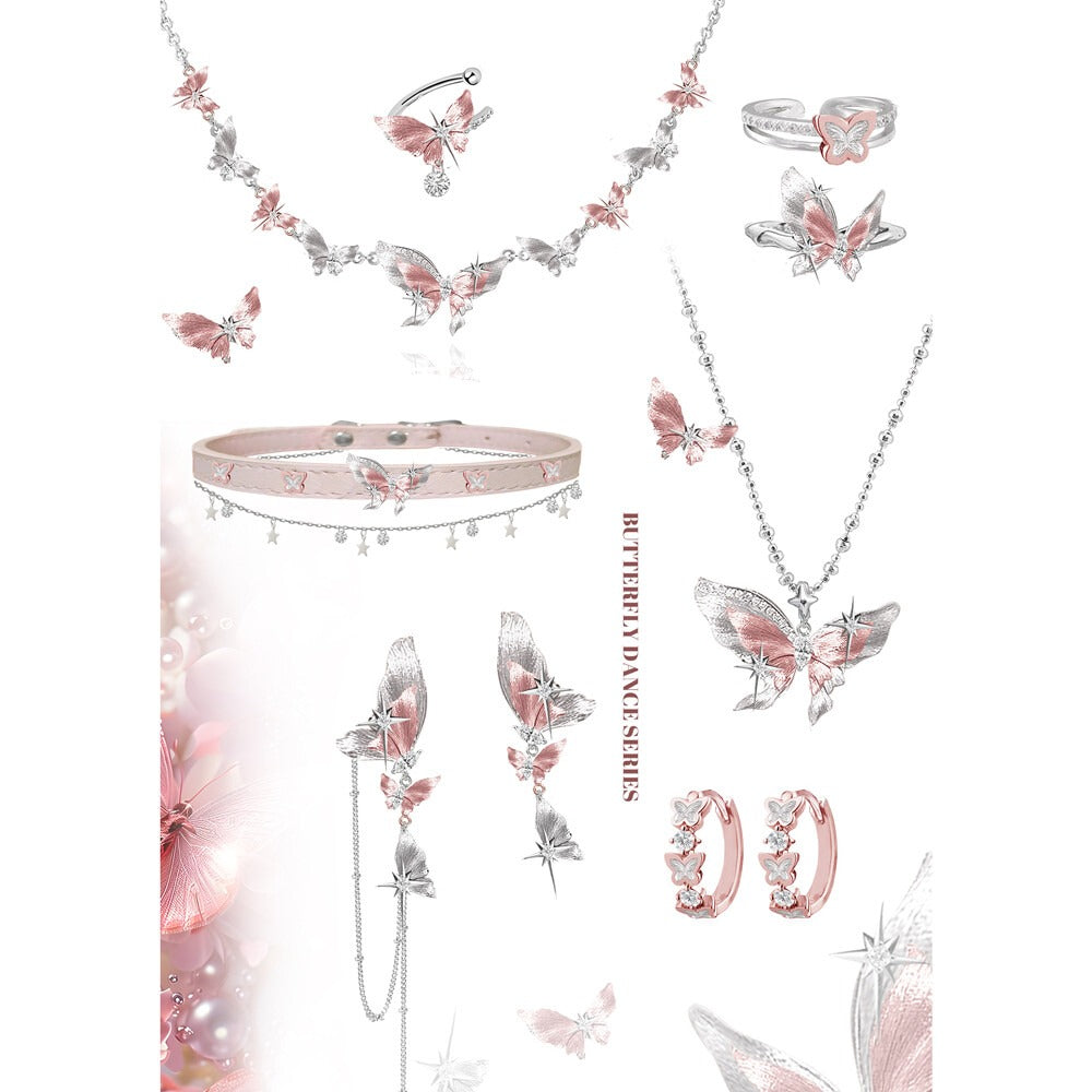 Butterfly Dance Sweet Pink Butterfly Stud Earrings