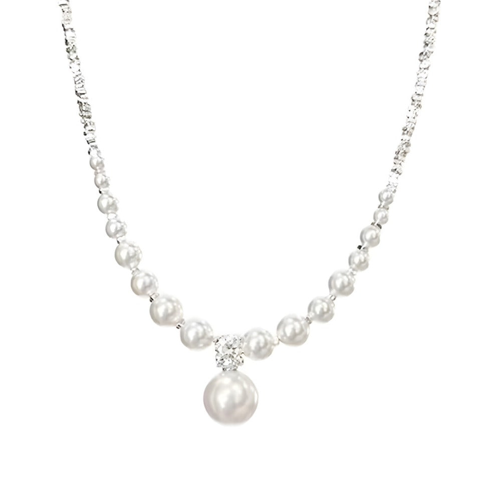 Crushed Silver Pearl Collarbone Necklace