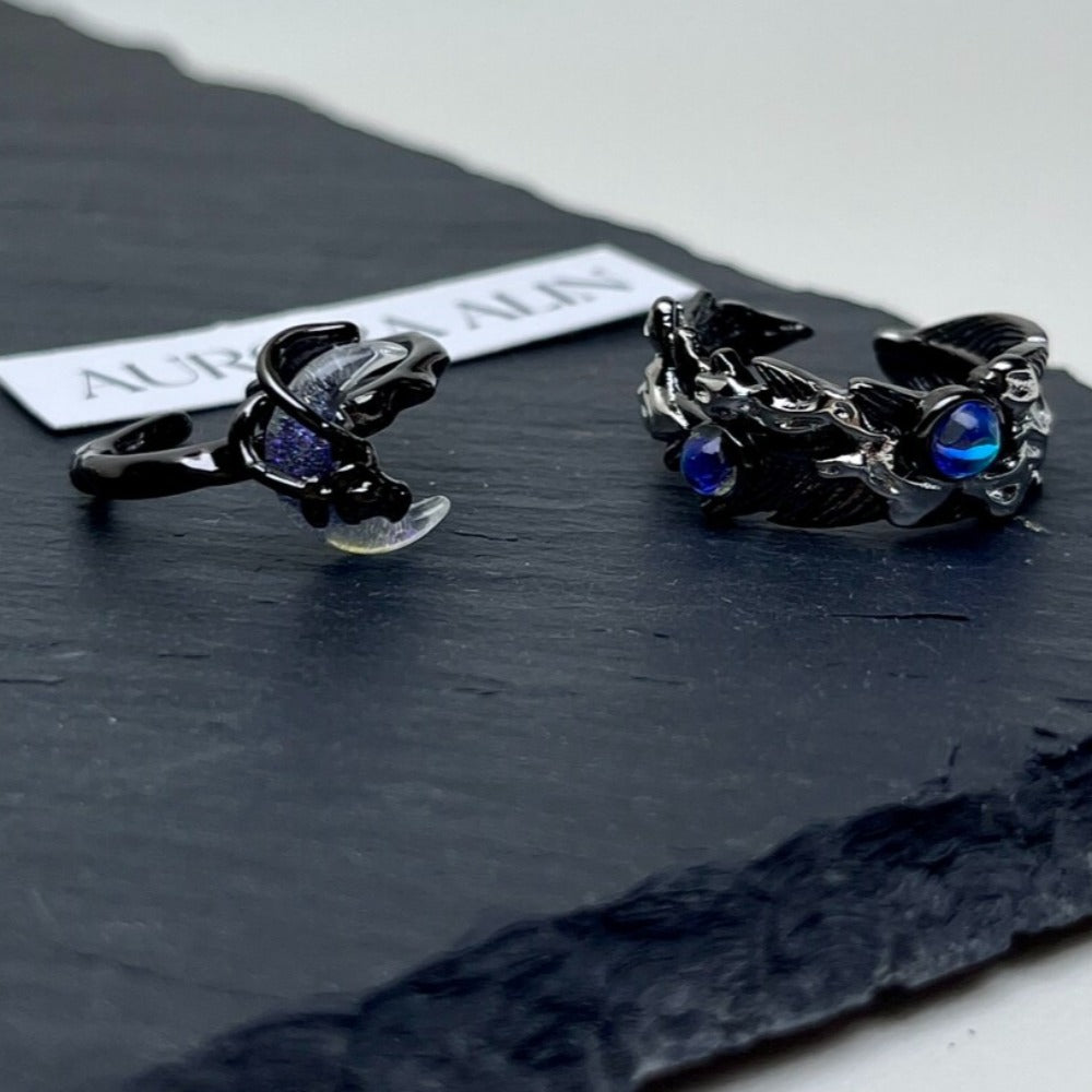 Dark Gothic Zirconia Couple Ring Set