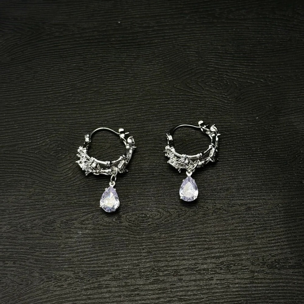 Vintage Silver Bamboo Crystal Pendant