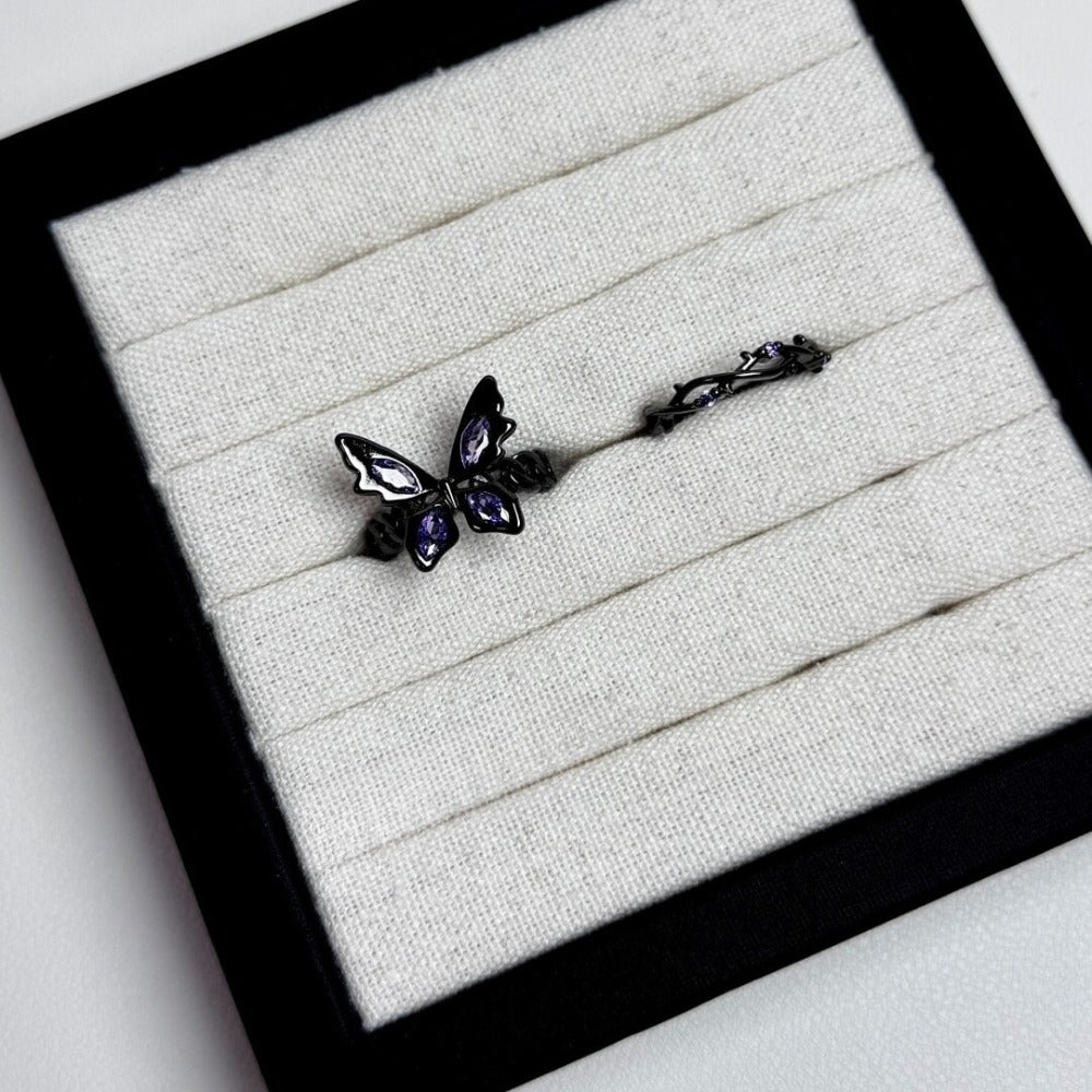 Dark Gothic Zirconia Couple Ring Set