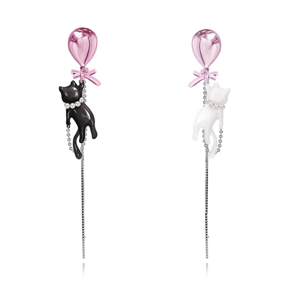 Balloon Cat Tassel Drop Earrings
