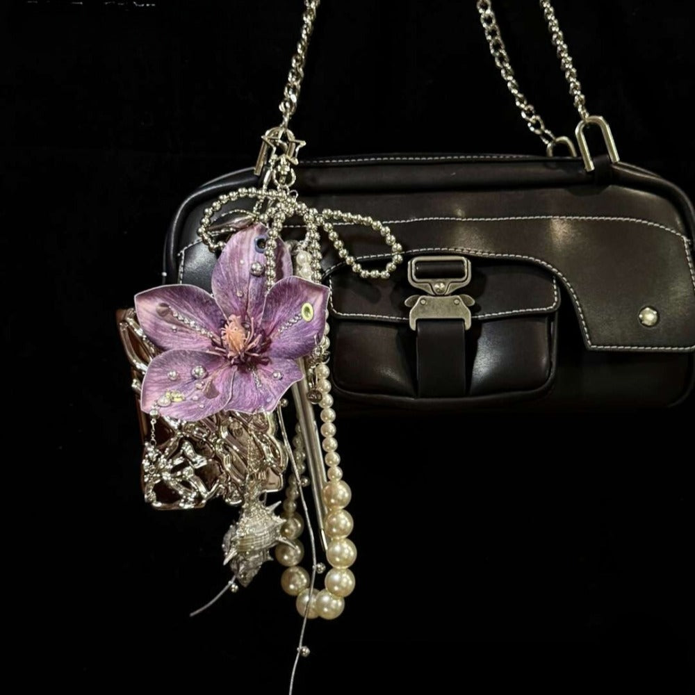 Thorn Garden Series – Silver-Eroded Violet Magnolia Bag Charm