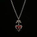 Vintage Red Shadow Heart Cross Necklace