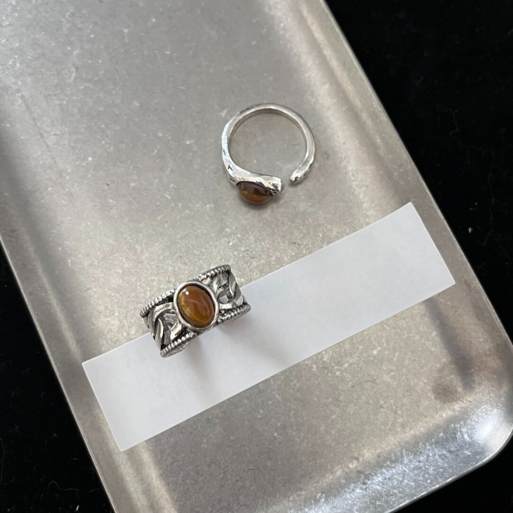 Vintage Tiger's Eye Ring Set