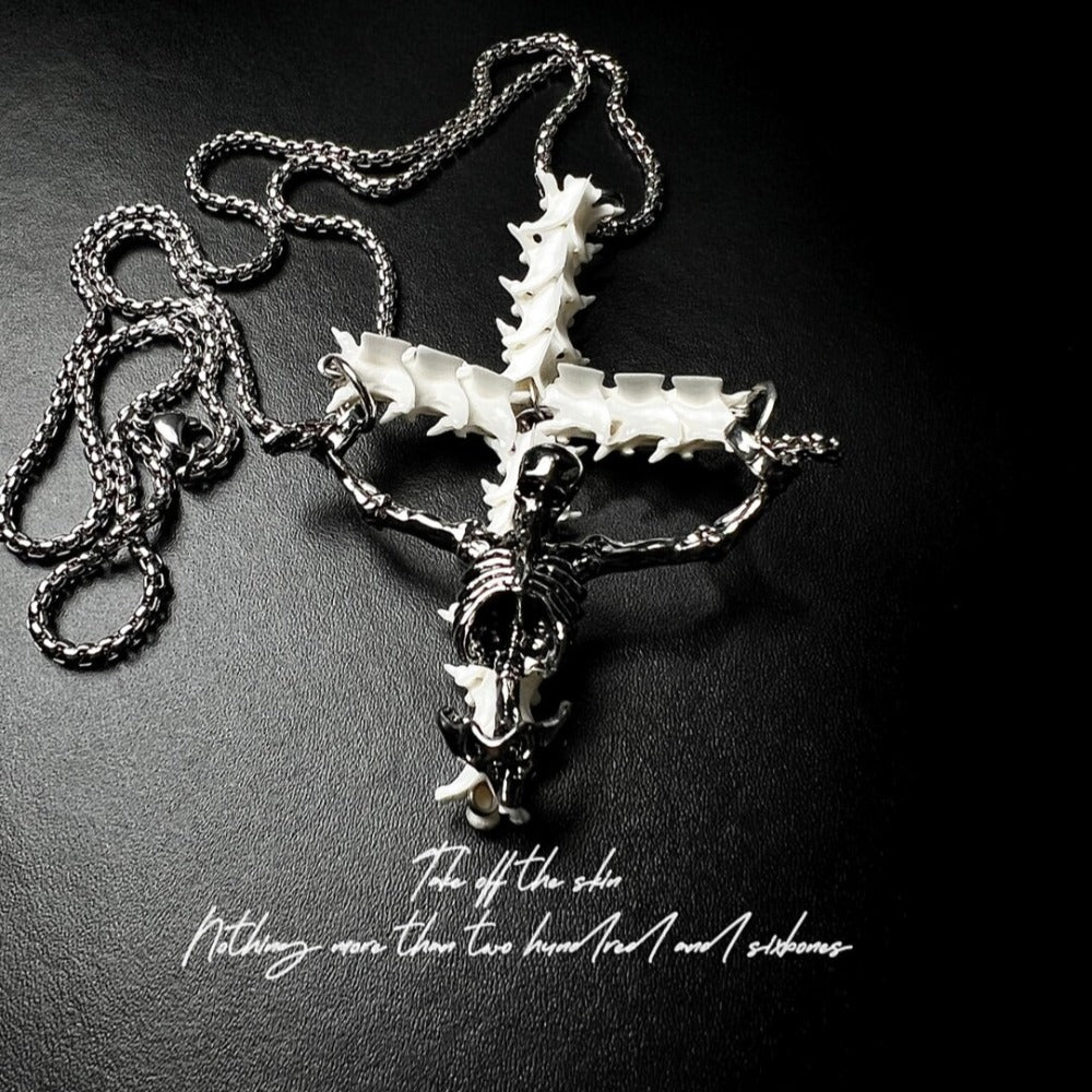 Skull Serpent Sacred Cross Necklace