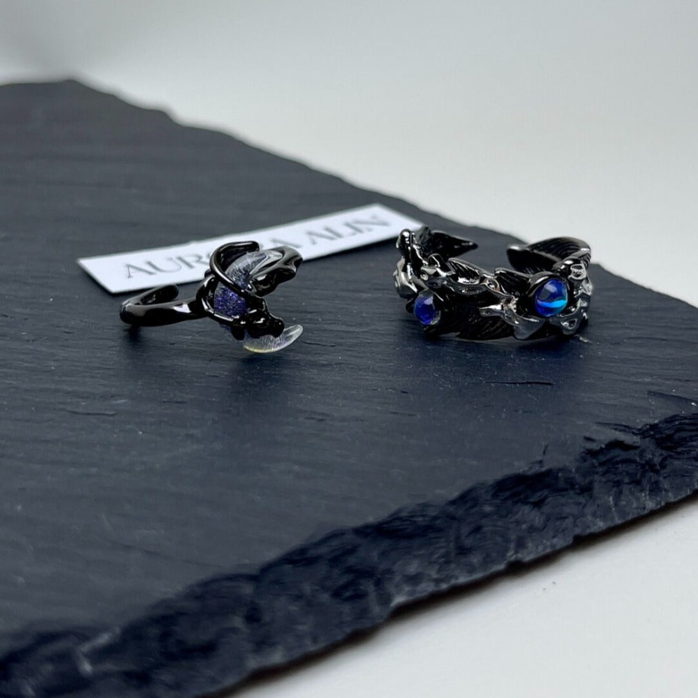 Dark Gothic Zirconia Couple Ring Set