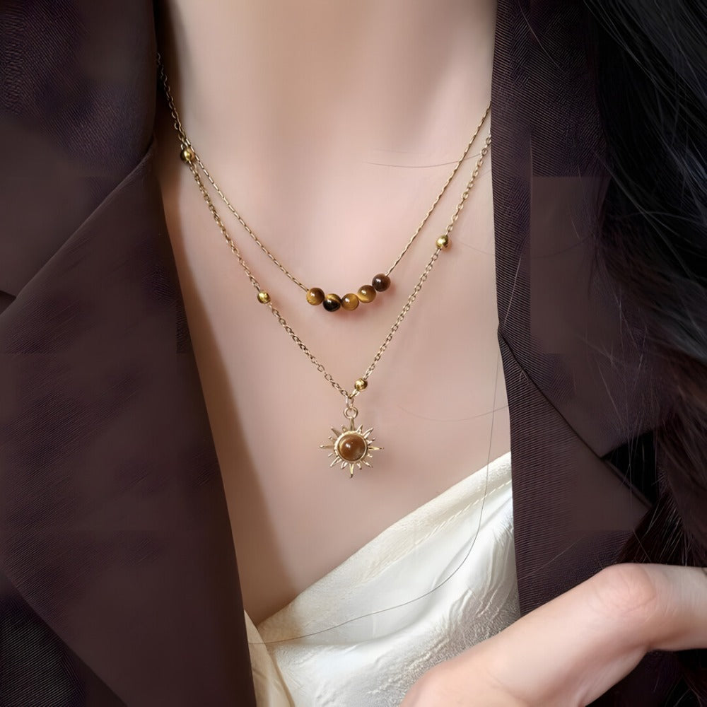 Maillard Sunflower Tiger's Eye Necklace