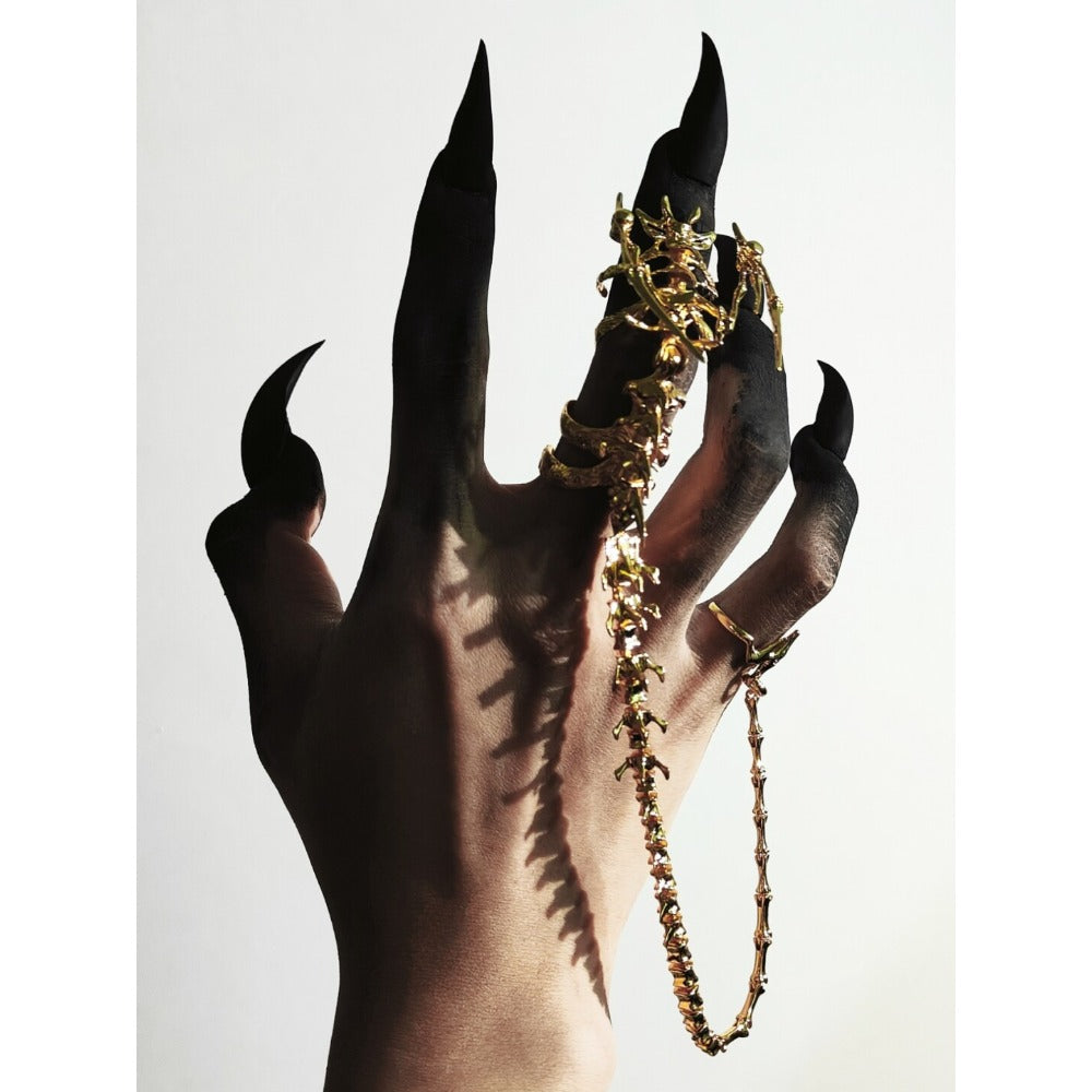 Headless Dragon Ring – Adjustable Open Band with Detachable Tail Chain