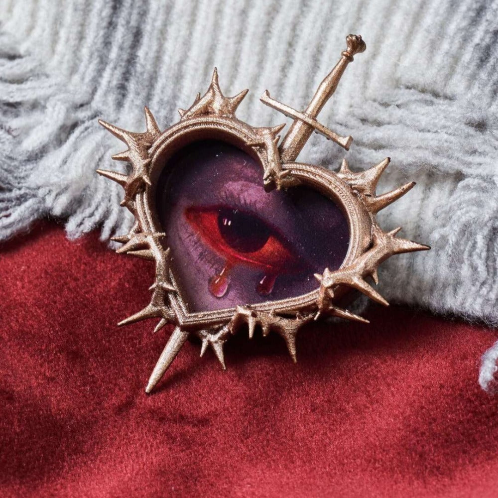 Gothic Thorn Sacred Heart Brooch
